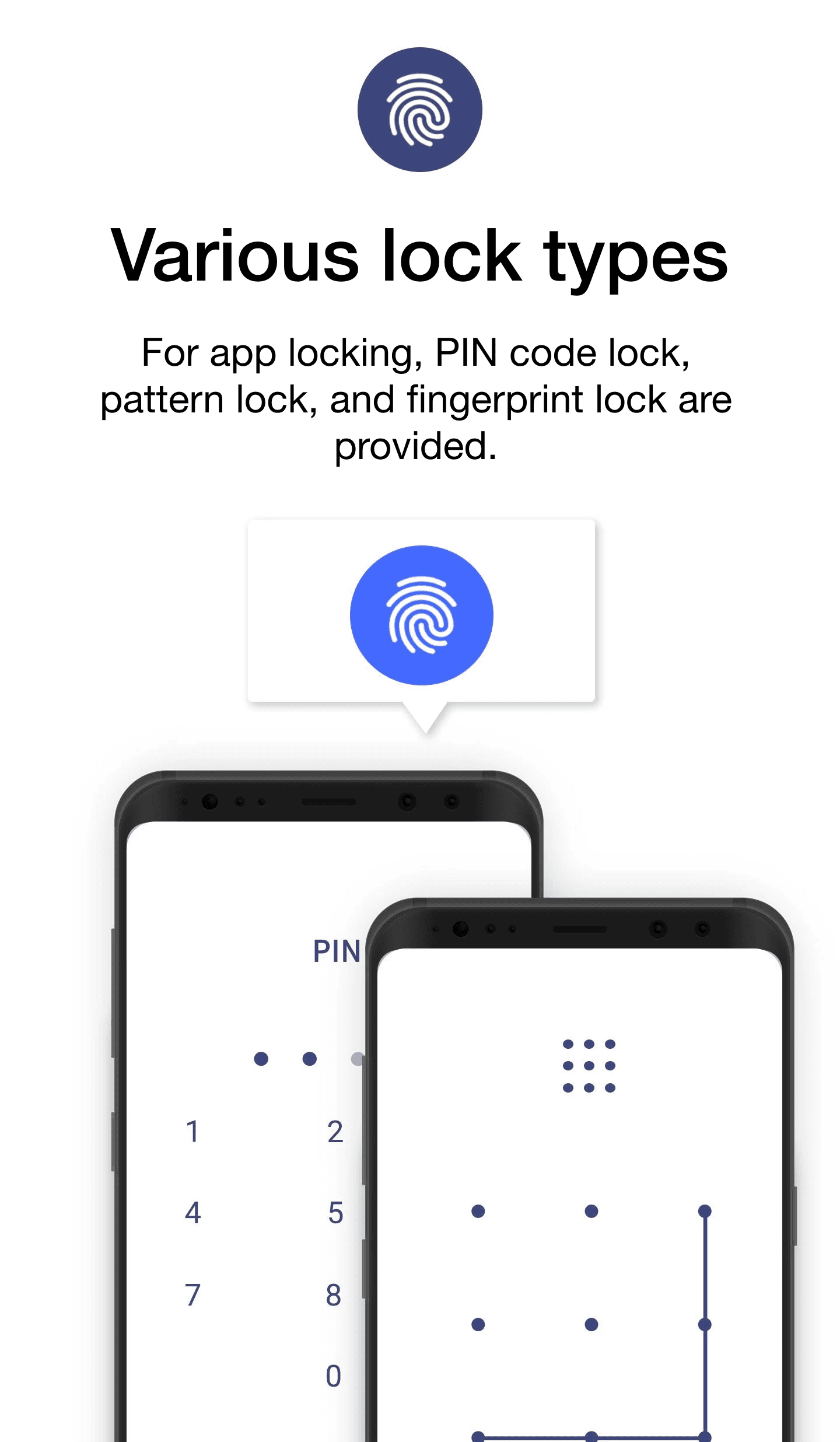 Customize lock type — PIN, pattern, and fingerprint